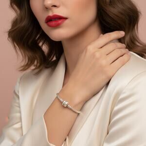 Pandora Sterling Silver 925 ALE Charm Bracelet Sz 6.5"